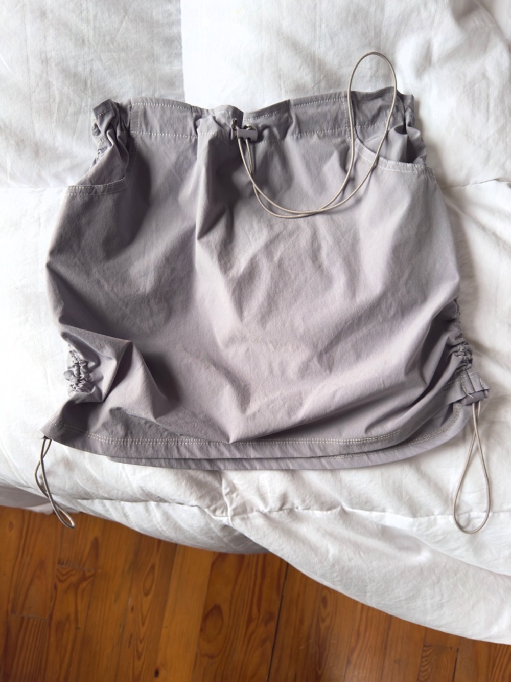 Y2K Drawstring Mini Skirt Lavender